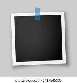 Realistic photo frame on a gray background. Vector illustration of a beautiful photo frame or Polaroid style photo. Vector EPS 10.