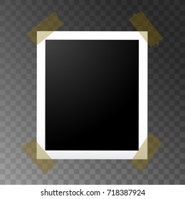 Realistic Photo frame on sticky tape isolated on transparent background. Vector illustration.