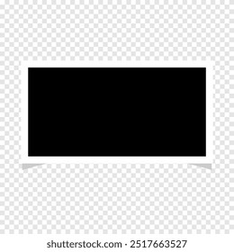 Realistic photo frame with shadow on transparent background for paper design. Old paper blank photo frame.