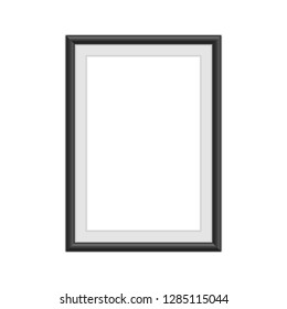 Realistic photo frame template isolated on white background. Black, blank picture frames for A4 image or text. Modern design element for you product mock-up or presentation. Vector illustration EPS 10