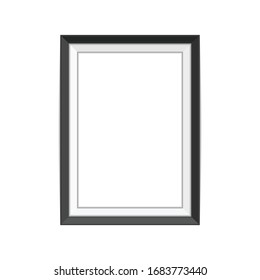 Realistic photo frame template isolated on white background. Black, blank picture frames for A4 image or text. Modern design element for you product mock-up or presentation. Vector illustration EPS 10