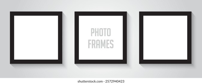 Realistic photo frame template.  Vintage postcard. Vector illustration on transparent background.