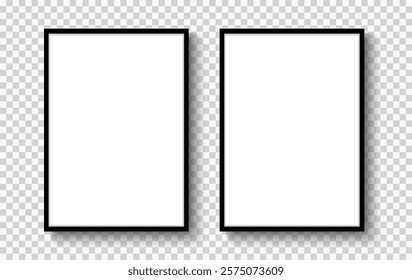 Realistic photo frame template.  Vintage postcard. Mockup, modern Frame . Vector illustration on transparent background.