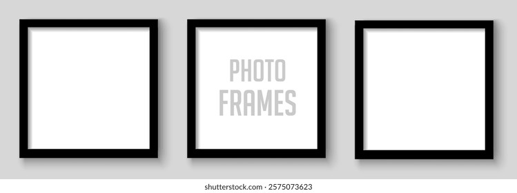 Realistic photo frame template.  Vintage postcard. Mockup, modern Frame . Vector illustration on transparent background.