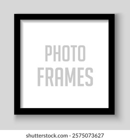 Realistic photo frame template.  Vintage postcard. Mockup, modern Frame . Vector illustration on transparent background.