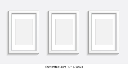 Realistic photo frame vector design illustration isolated on grey background