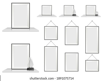 Ilustración de diseño vectorial de marco fotográfico realista aislado en fondo blanco