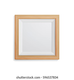 Realistic Photo Frame Vector. On White Wall From The Front With Soft Shadow. Good For Your presentations.