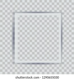 Realistic photo frame, white plastic frame, isolated on transparent background, vector illustration