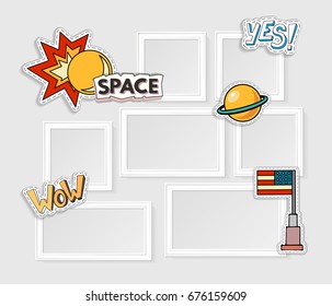 Realistic photo frames for image and photo on white background.