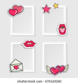Realistic photo frames for image and photo on white background. Love, romantic and friendship.