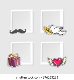 Realistic photo frames for image and photo on white background. Love, romantic and friendship.