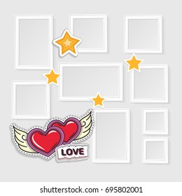 Realistic photo frames for image and photo on white background. Love, romantic and friendship.