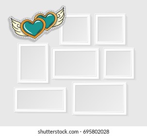 Realistic photo frames for image and photo on white background. Love, romantic and friendship.