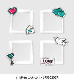 Realistic photo frames for image and photo on white background. Love, romantic and friendship.