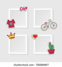 Realistic photo frames for image and photo on white background. Love, romantic and friendship.