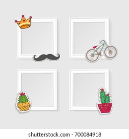 Realistic photo frames for image and photo on white background. Love, romantic and friendship.