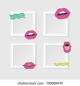 Realistic photo frames for image and photo on white background. Love, romantic and friendship.