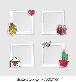 Realistic photo frames for image and photo on white background. Love, romantic and friendship.