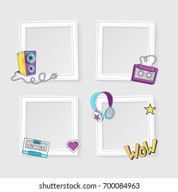 Realistic photo frames for image and photo on white background. Love, romantic and friendship.