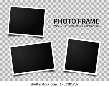 Realistic photo frames. Images on transparent background. Retro memory album. Vector empty photos frame.