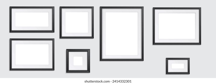 Realistic photo frames in mockup style.