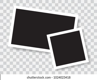 Realistic photo frames, vector illustration on transparent background