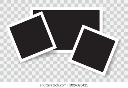 Realistic photo frames, vector illustration on transparent background