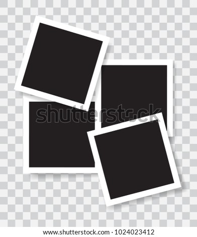 Realistic photo frames, vector illustration on transparent background