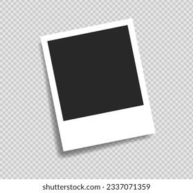 Realistic photo template. Isolated photo frame mockup with shadow. Vector illustration on transparent background.