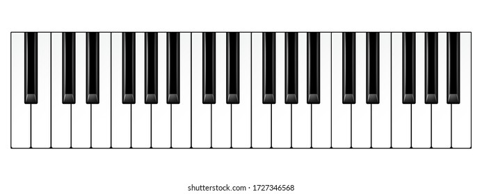 Claves de piano realistas. Teclado de instrumentos musicales. Ilustración vectorial.