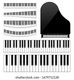 Realistic piano keys set. Musical instrument keyboard. Vector illustration.