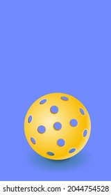 Realistic pickleball ball. Vertical background with copy space. Vector 3d illustration.