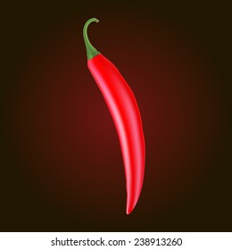 Realistic picture of the Cayenne red pepper on brown background