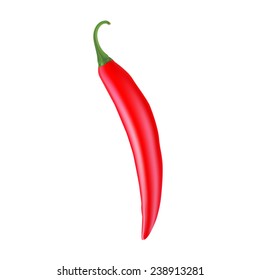 Realistic picture of the Cayenne red pepper on white background