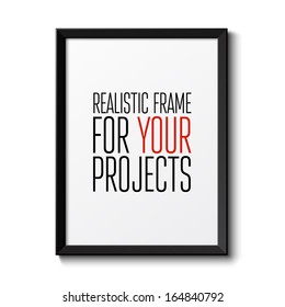 Realistic picture frame isolated on white background. Perfect for your presentations. Vector illustration