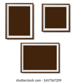 Realistic picture frame isolated on white background. Vector.
