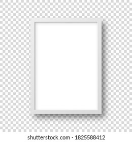 Realistic picture frame isolated on transparent background. Blank poster mockup. Empty photo frame. Vector illustration.