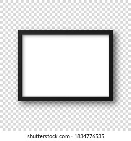 Realistic picture frame isolated on transparent background. Blank poster mockup. Empty photo frame. Vector illustration.