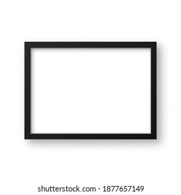 Realistic picture frame isolated on white background. Blank poster mockup. Empty photo frame. Vector illustration.