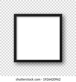 Realistic picture frame isolated on transparent background. Blank poster mockup. Empty photo frame. Vector illustration.