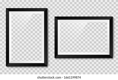 Realistic picture frame mockup. Vector background
