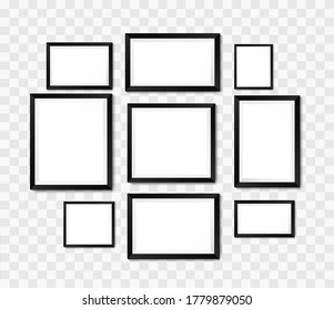 Realistic picture frame mockup. Vector background
