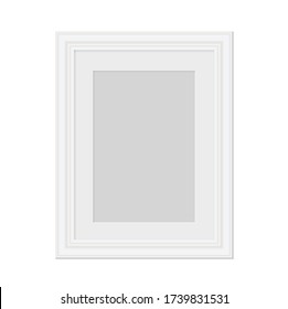 Realistic picture frame on the wall and white background. perfect for your presentations. vector illustration.