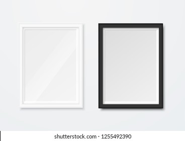Realistic picture frames isolated on white background. Vector illustration.