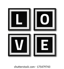 Realistic picture frames. Love. Perfect for your presentations. Vector illustration