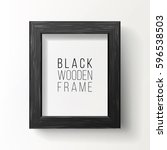Realistic Picture Photo Frame Vector. Wooden Black Frame Boarder On The Wall. Good For Your presentations. Illustration