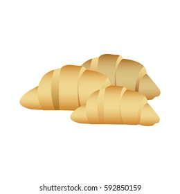 realistic picture set croissant bread icon vector illustration