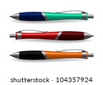 The realistic picture of three colour pens