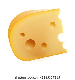 realistic piece of cheese with holes